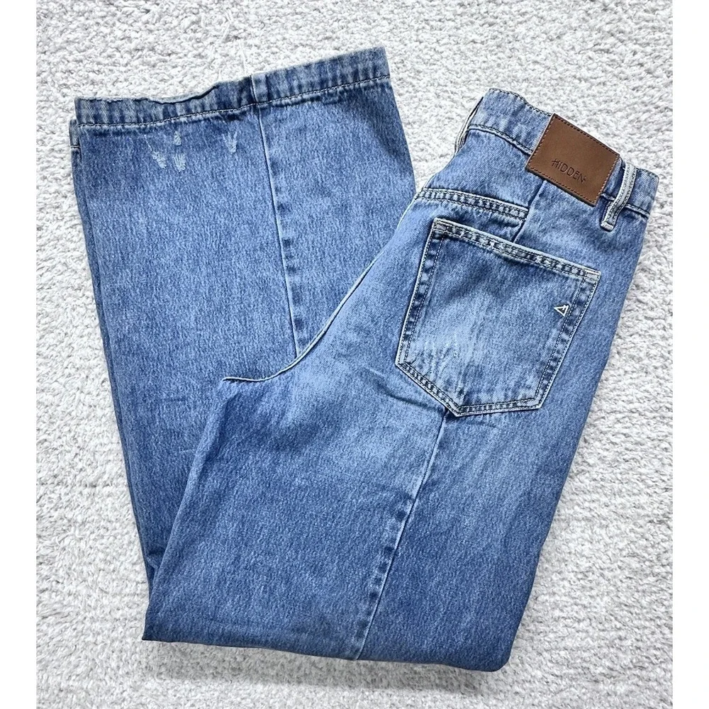 Women's HIDDEN Los Angeles‎ Wide Leg Jeans Denim Blue 30 Grunge Y2K 32 Inseam